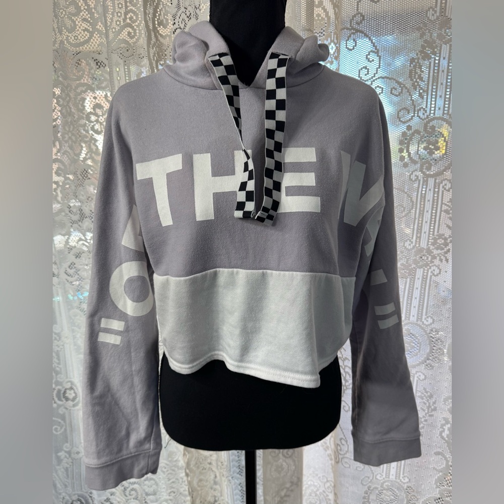 Vans Off The Wall Sz XS Purple White Cropped Hoodie Hooded Sweatshirt *See photo - Picture 7 of 8